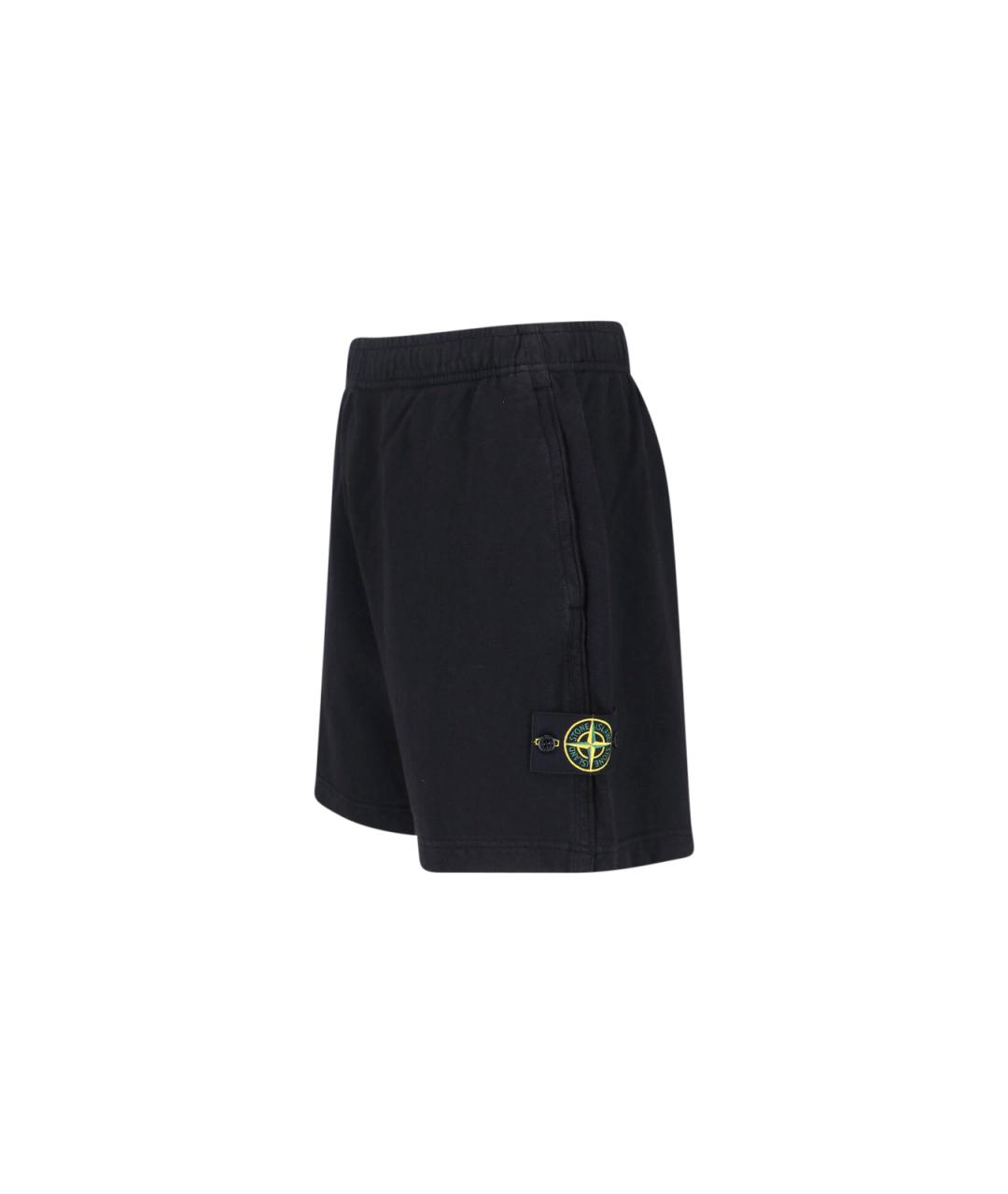 STONE ISLAND Черные хлопковые шорты, фото 3