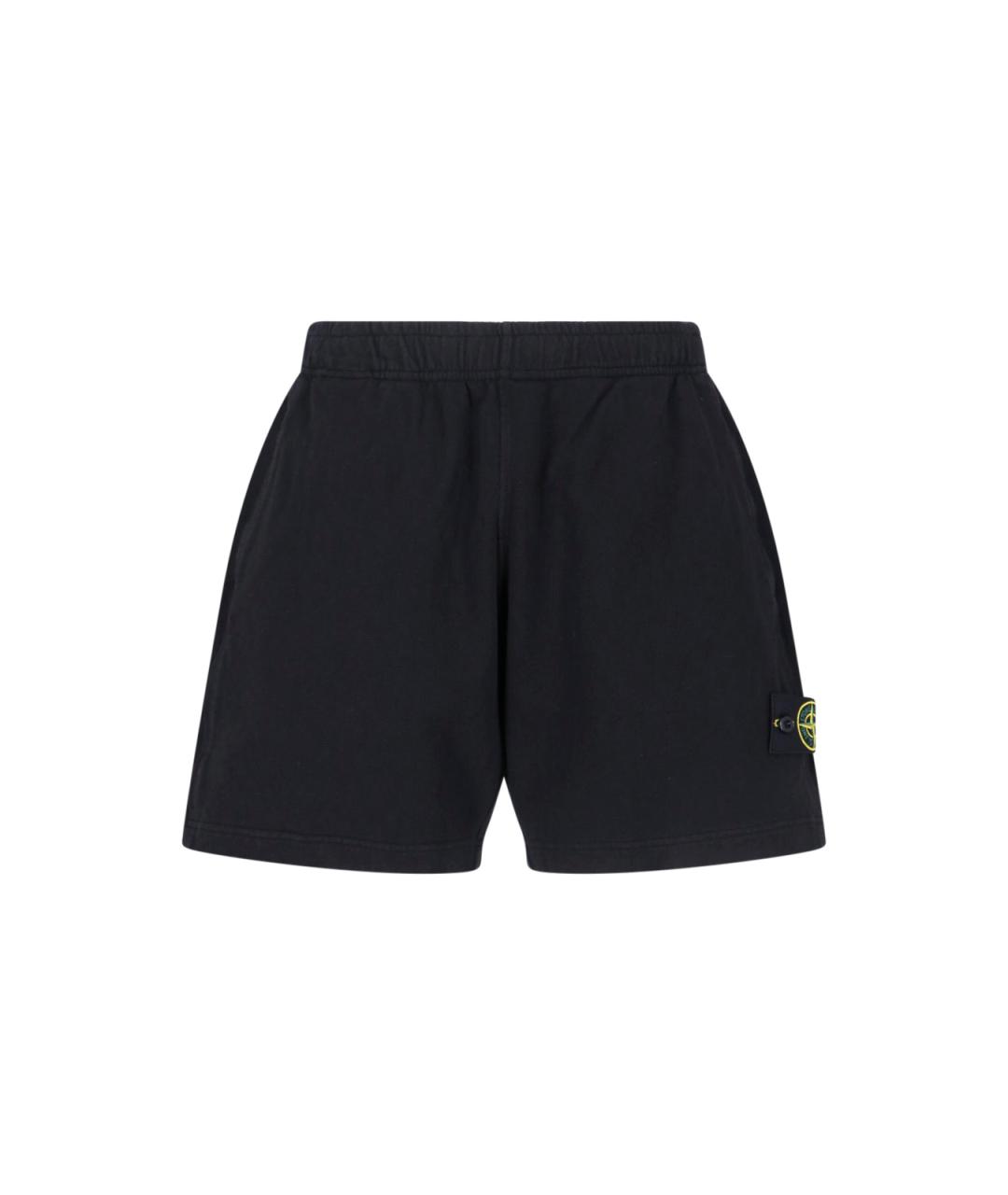 STONE ISLAND Черные хлопковые шорты, фото 1