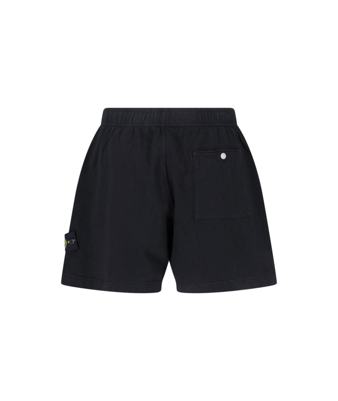 STONE ISLAND Черные хлопковые шорты, фото 2