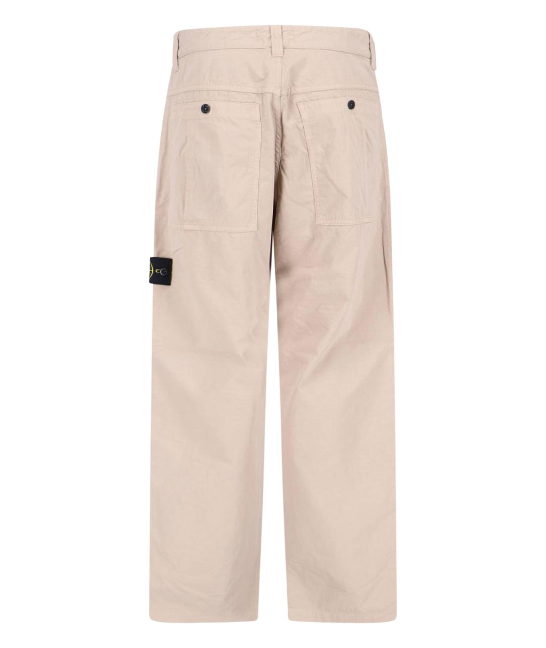 STONE ISLAND Бежевые хлопковые повседневные брюки, фото 2