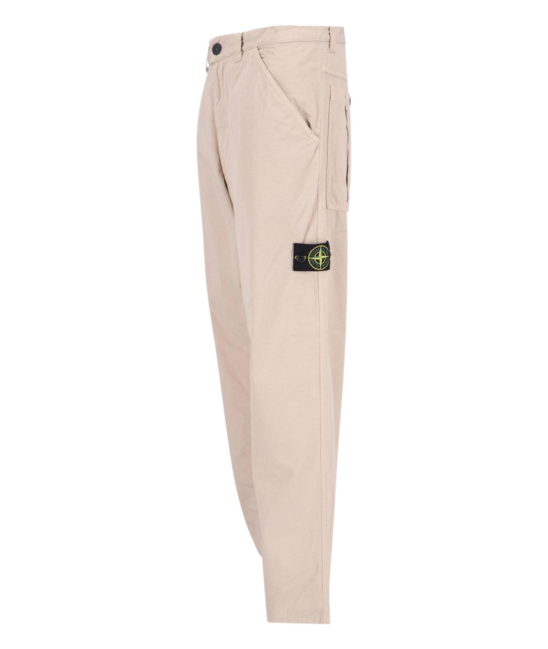 STONE ISLAND Бежевые хлопковые повседневные брюки, фото 3