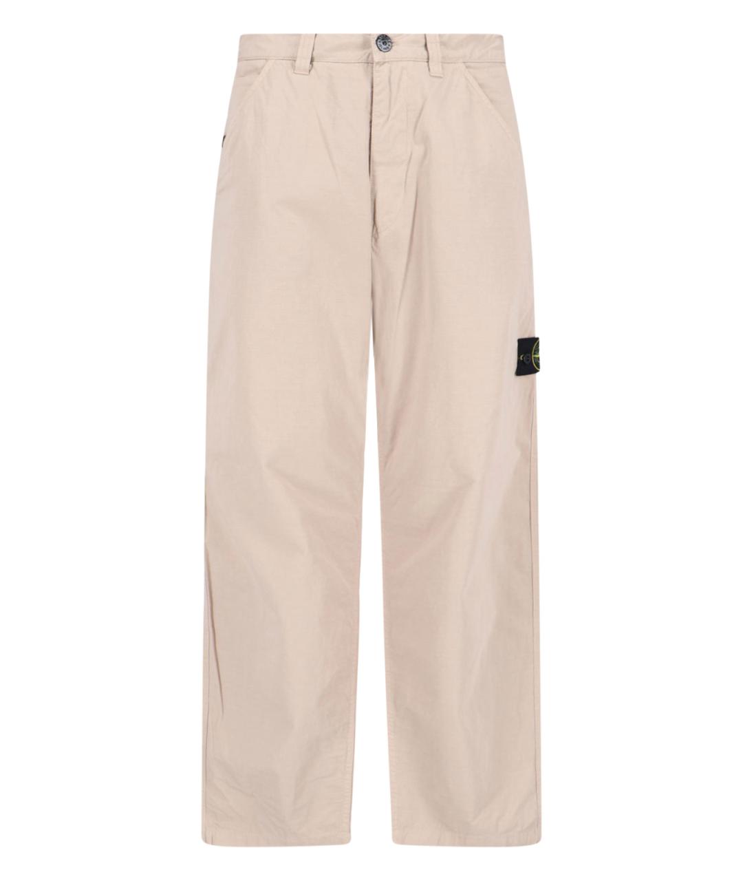 STONE ISLAND Бежевые хлопковые повседневные брюки, фото 1