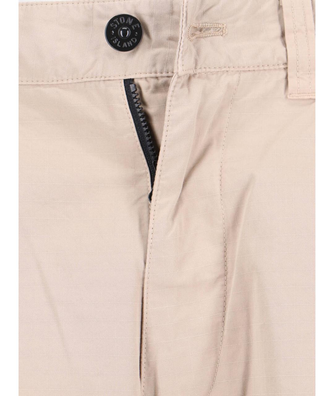 STONE ISLAND Бежевые хлопковые повседневные брюки, фото 5