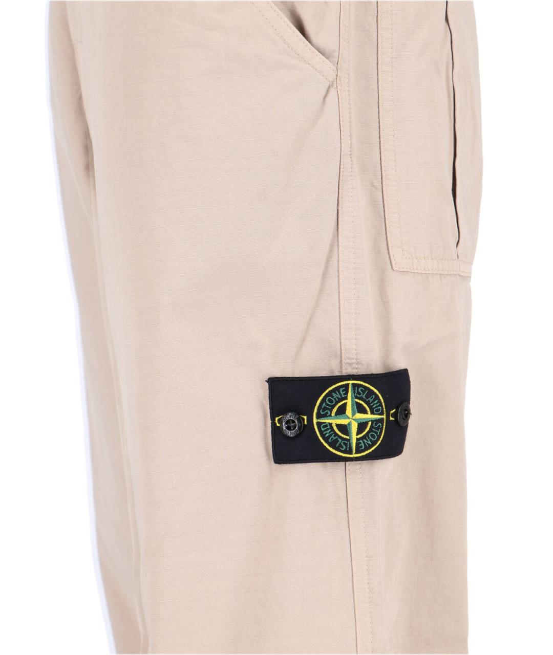 STONE ISLAND Бежевые хлопковые повседневные брюки, фото 4