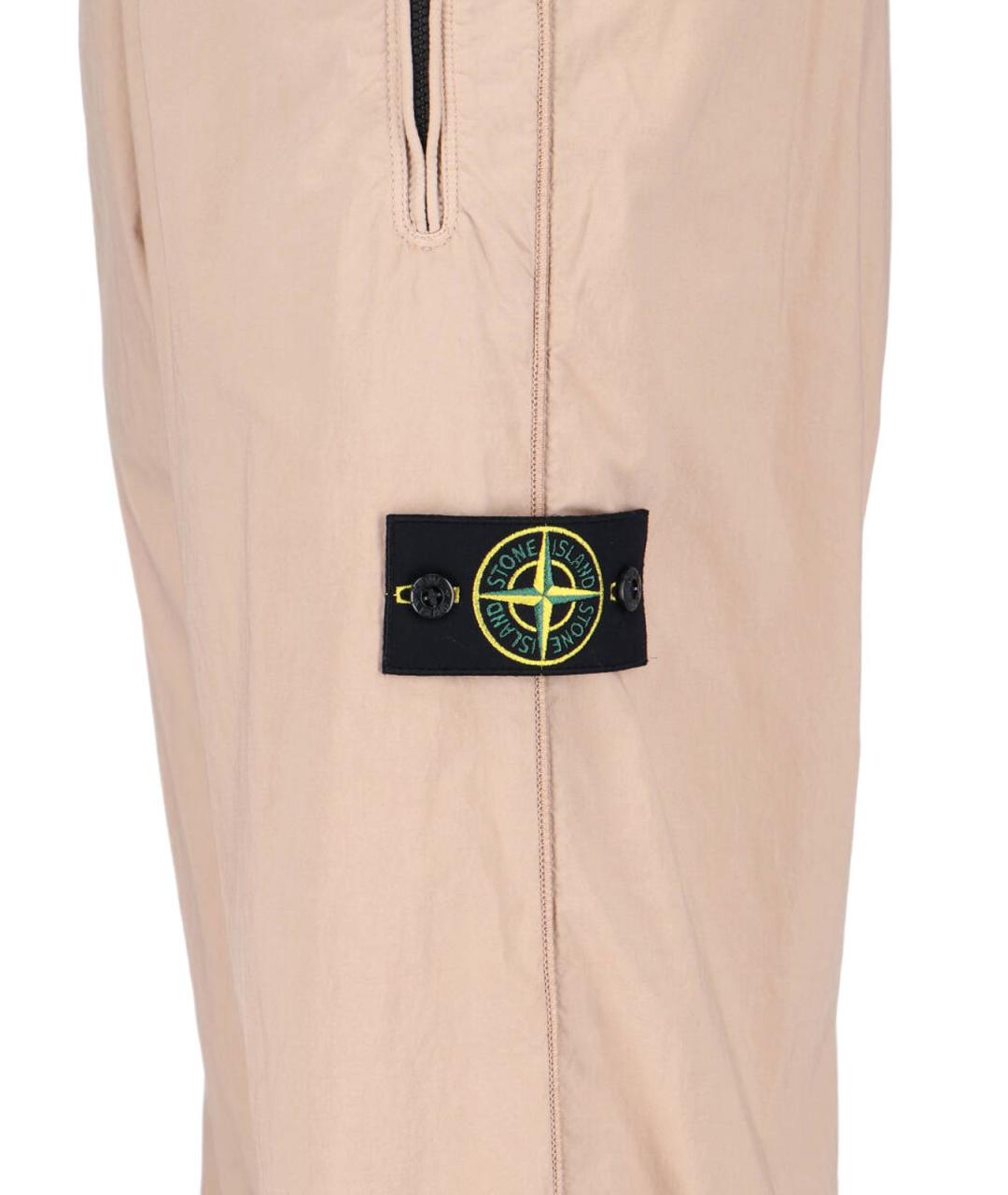 STONE ISLAND Бежевые хлопковые повседневные брюки, фото 4