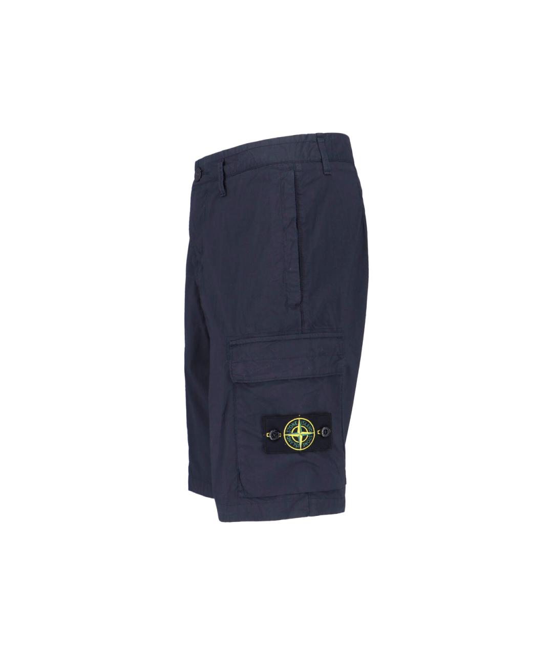 STONE ISLAND Синие хлопковые шорты, фото 3