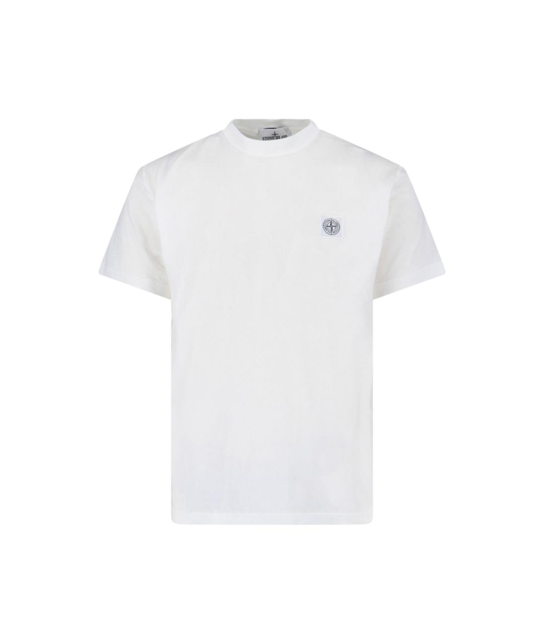 STONE ISLAND Белая хлопковая футболка, фото 1