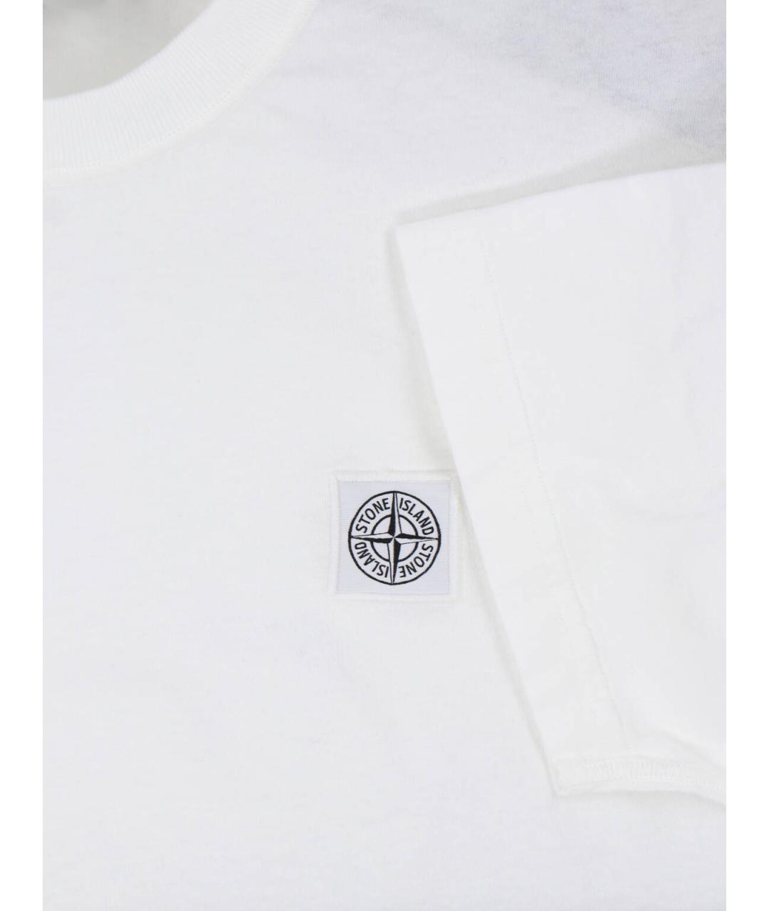 STONE ISLAND Белая хлопковая футболка, фото 3
