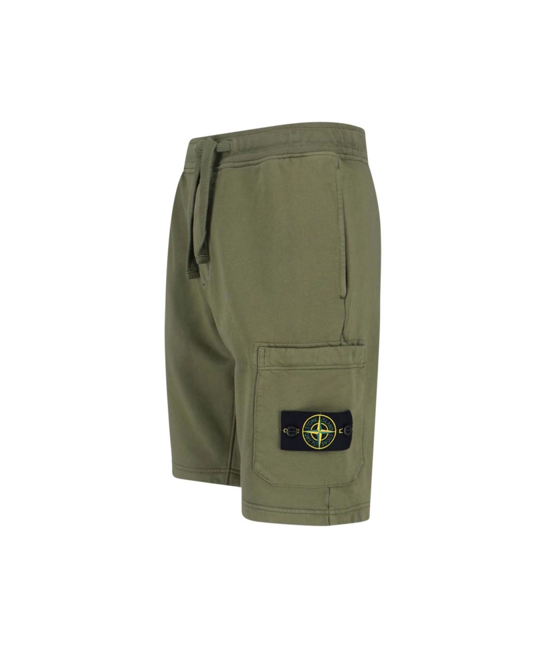 STONE ISLAND Зеленые хлопковые шорты, фото 3