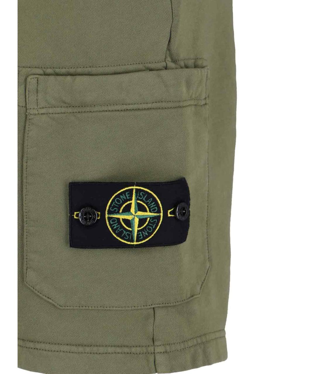 STONE ISLAND Зеленые хлопковые шорты, фото 4