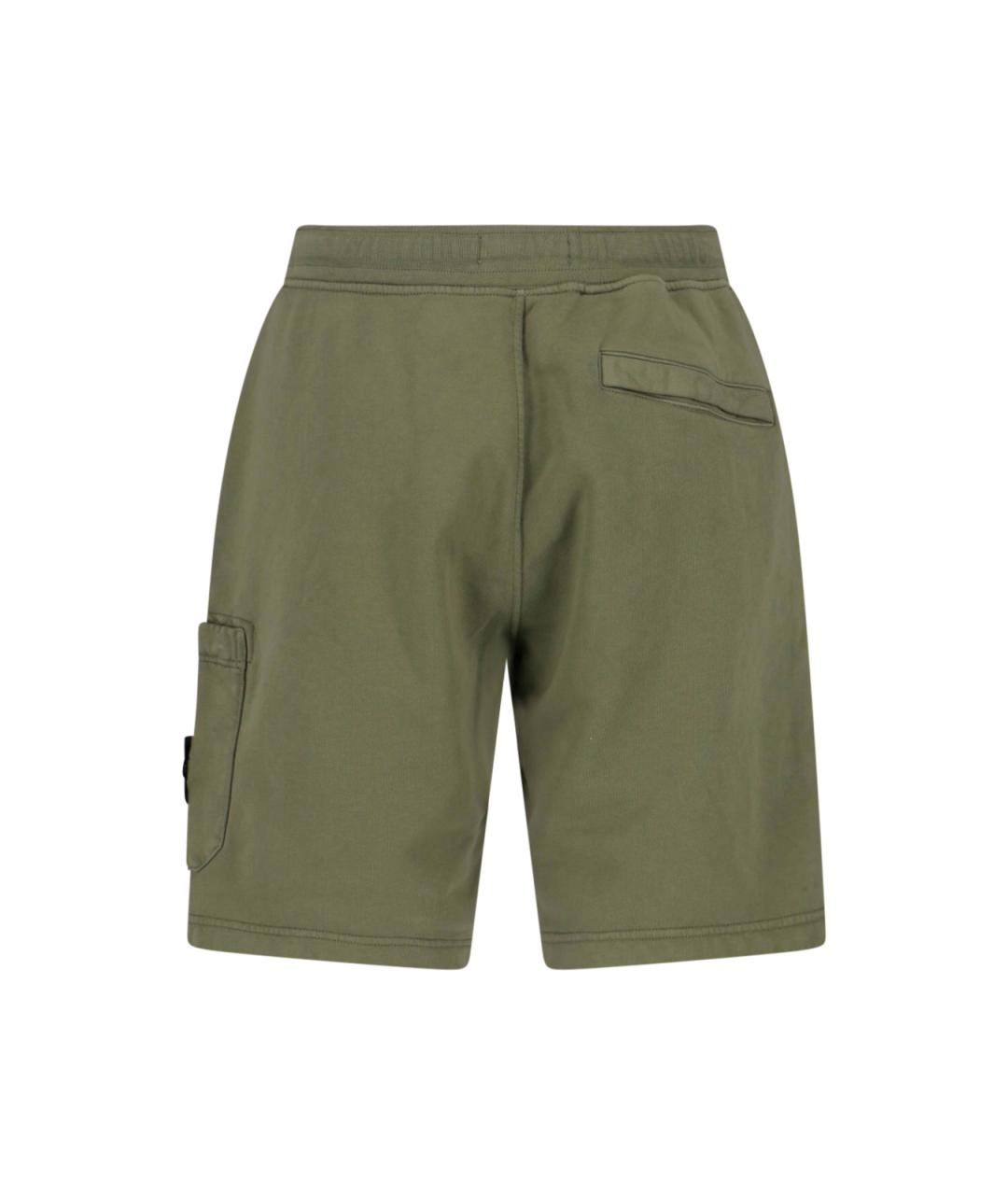 STONE ISLAND Зеленые хлопковые шорты, фото 2
