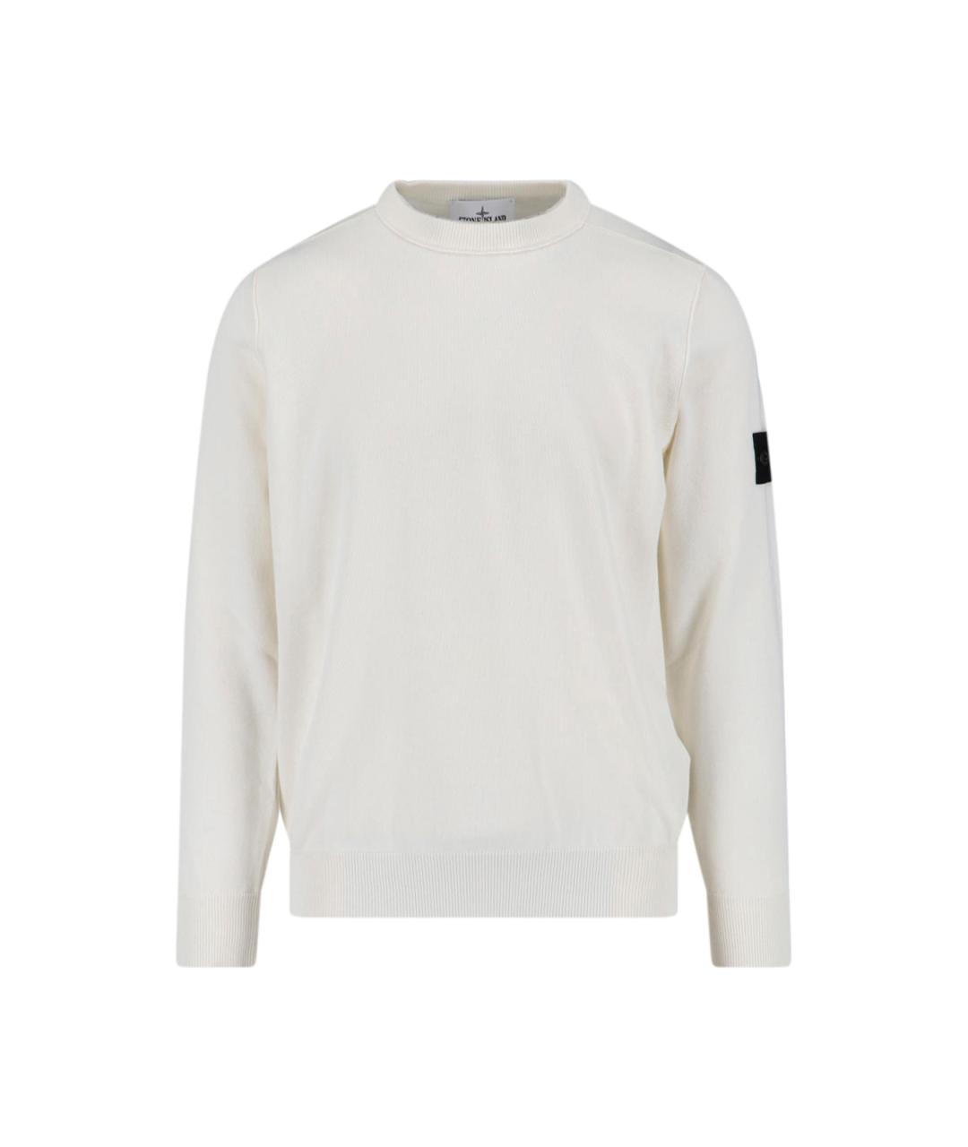 STONE ISLAND Белый хлопковый джемпер / свитер, фото 1