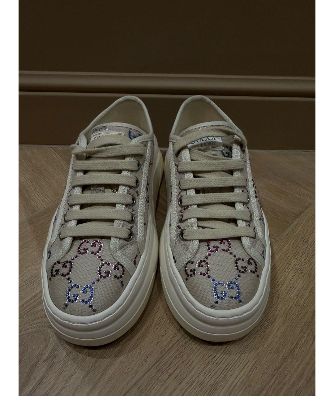 GUCCI Бежевые текстильные кеды, фото 2