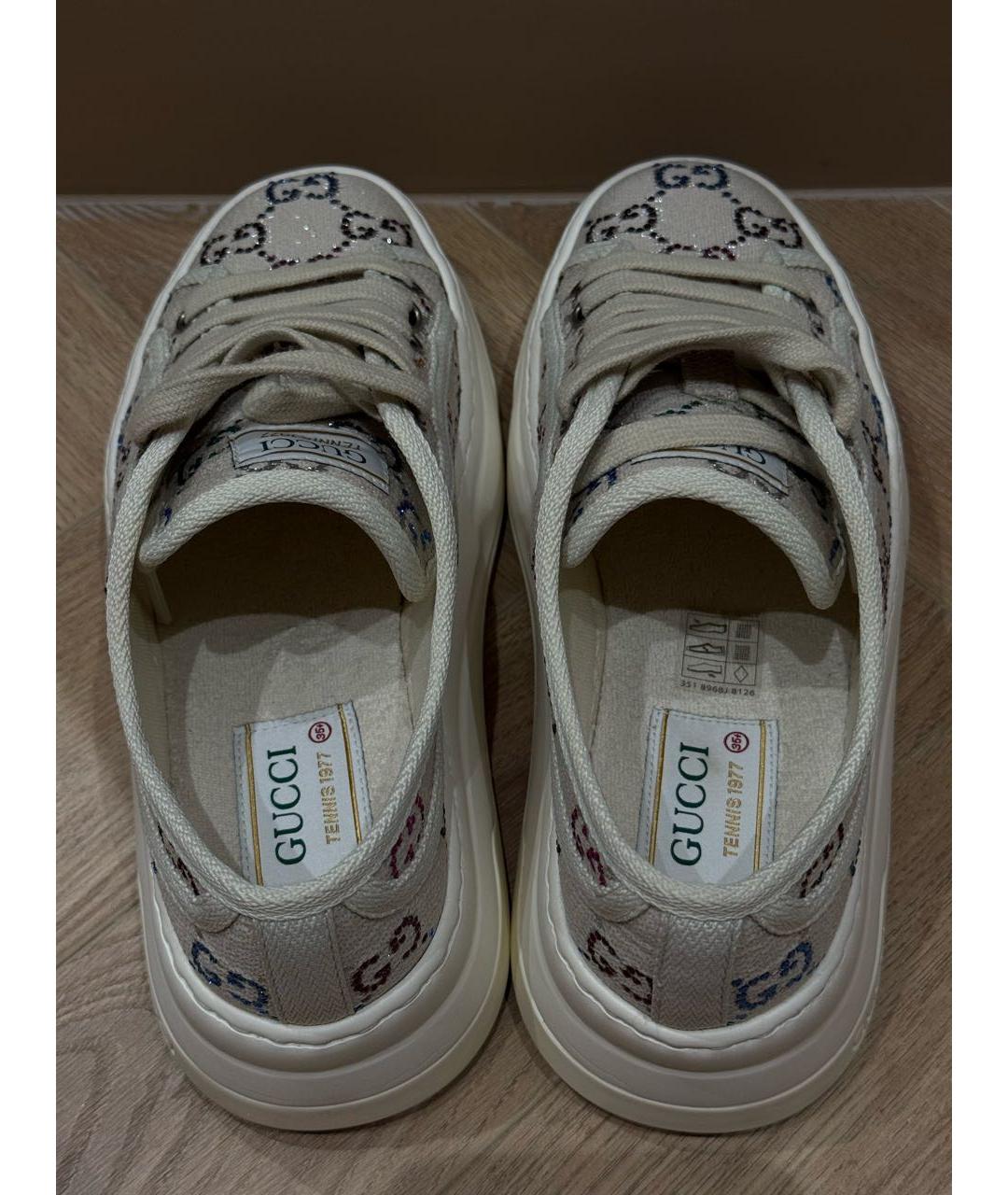 GUCCI Бежевые текстильные кеды, фото 3