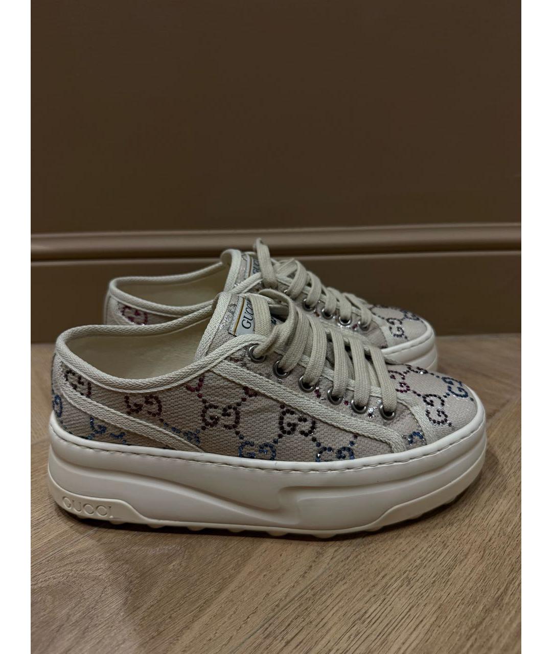 GUCCI Бежевые текстильные кеды, фото 5