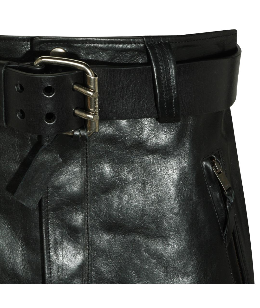 SAINT LAURENT Черная кожаная юбка миди, фото 3