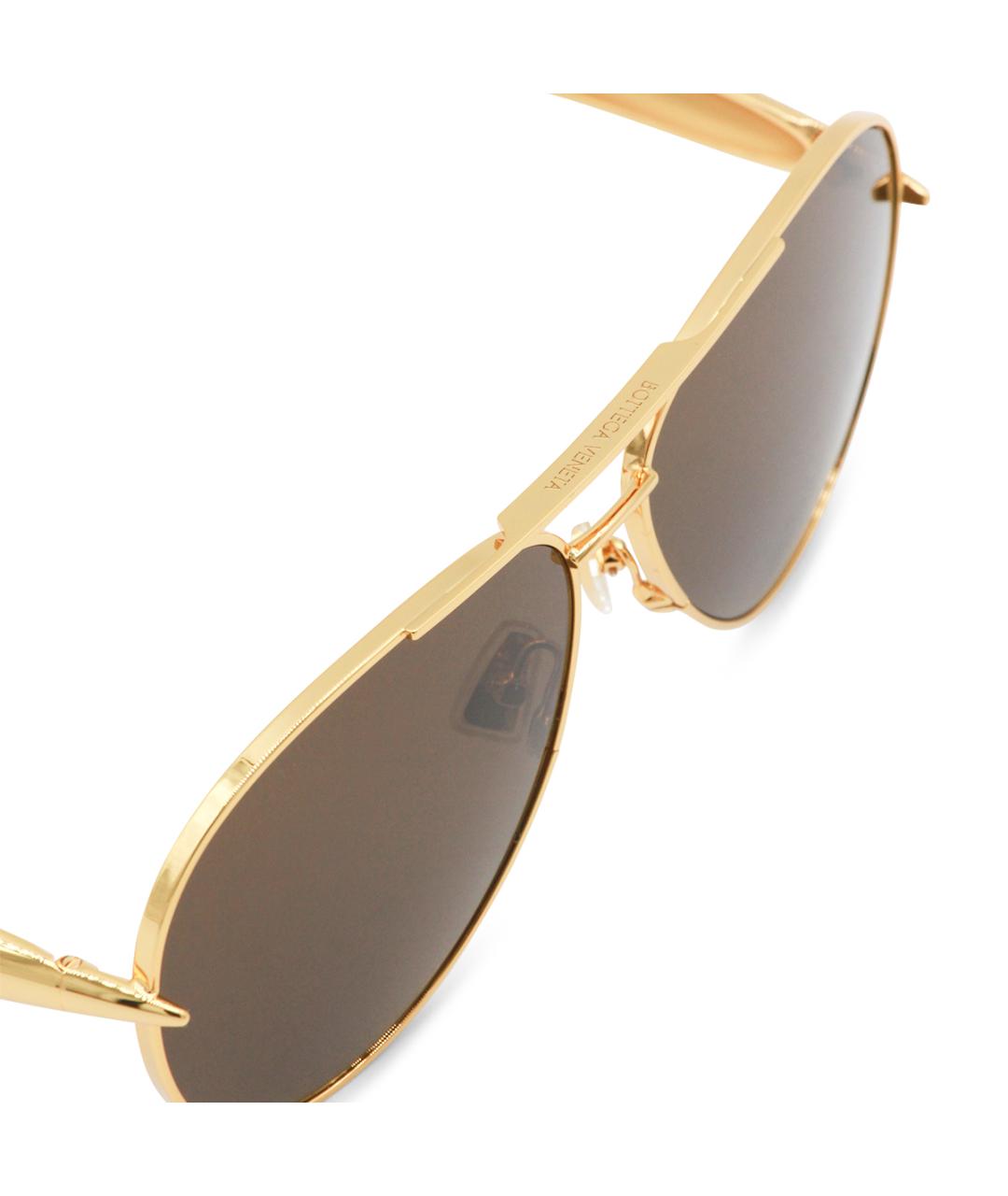 BOTTEGA VENETA Золотые металлические солнцезащитные очки, фото 3