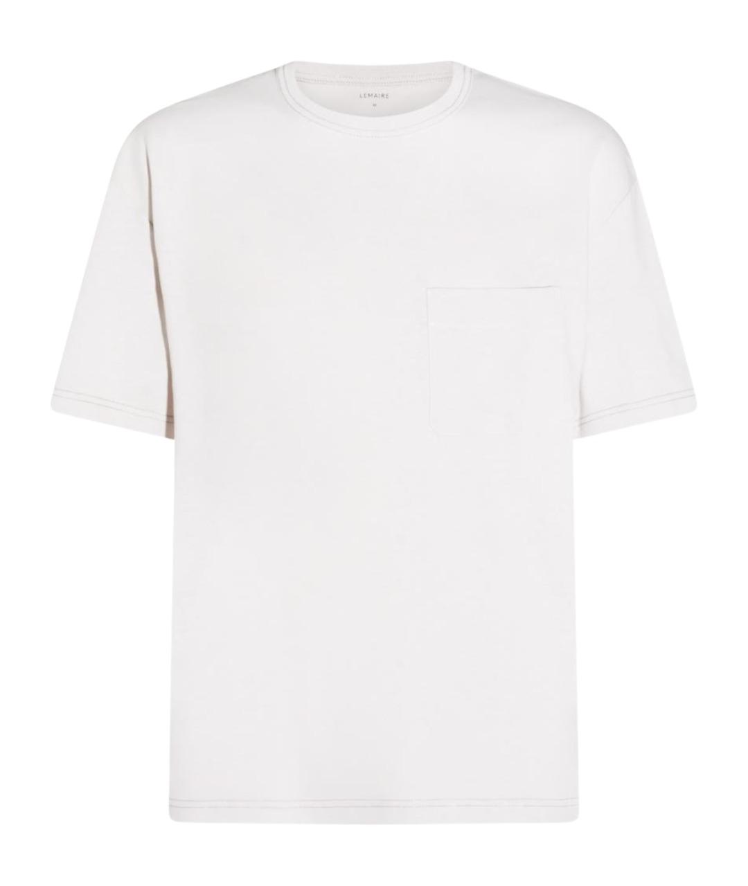 LEMAIRE Белая хлопко-леновая футболка, фото 1