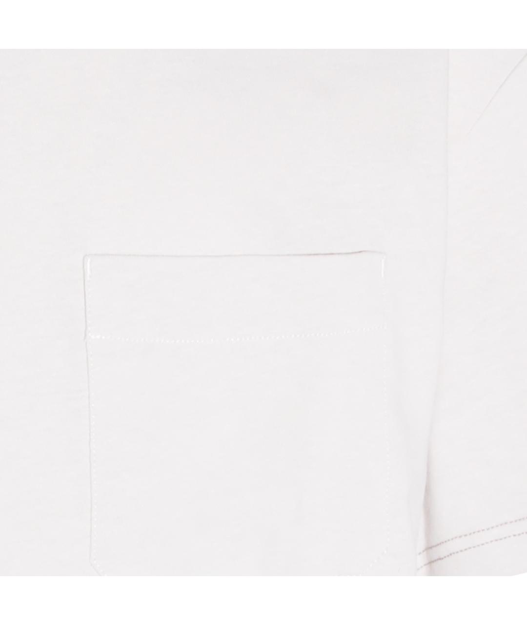 LEMAIRE Белая хлопко-леновая футболка, фото 5