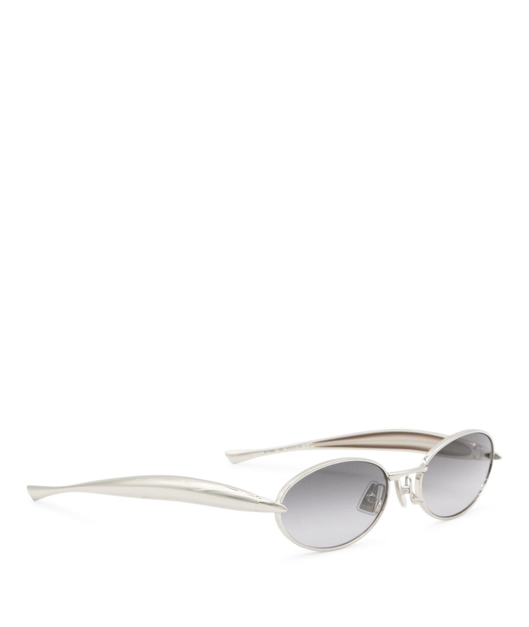 BOTTEGA VENETA Серебряные металлические солнцезащитные очки, фото 2