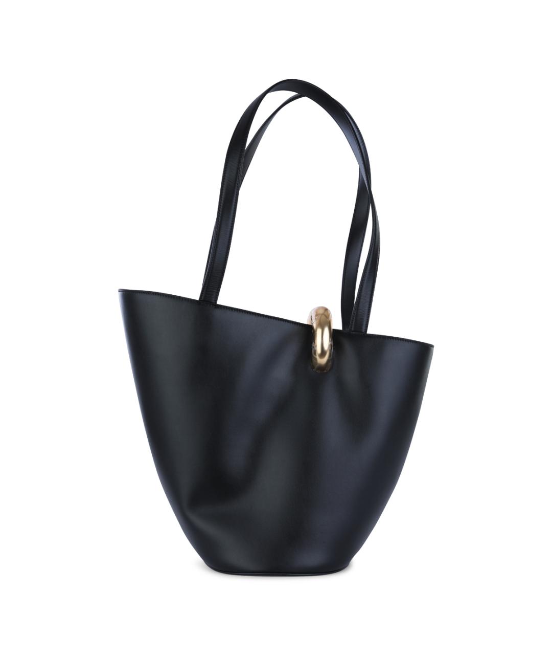 JACQUEMUS Черная кожаная сумка тоут, фото 3