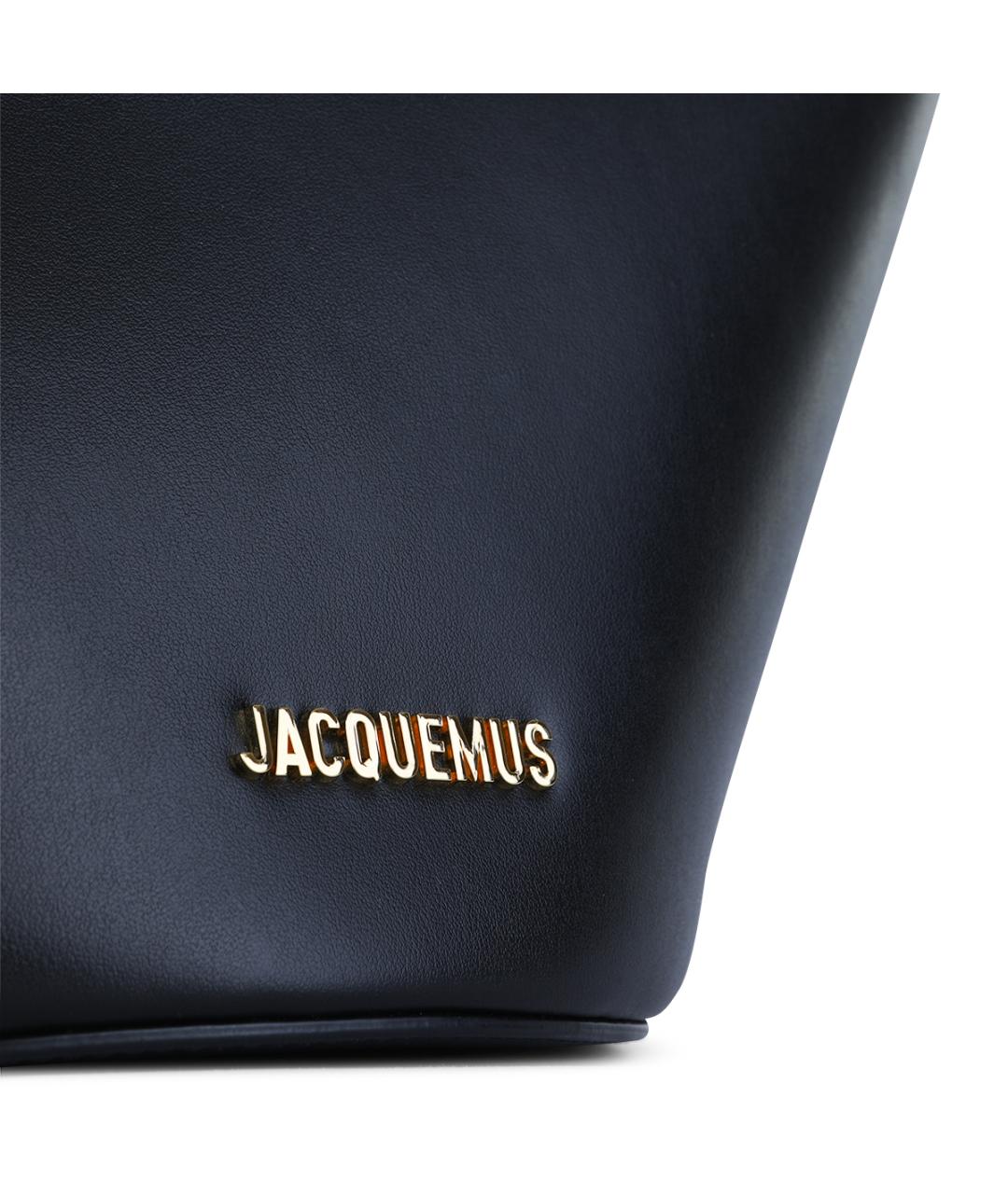 JACQUEMUS Черная кожаная сумка тоут, фото 4