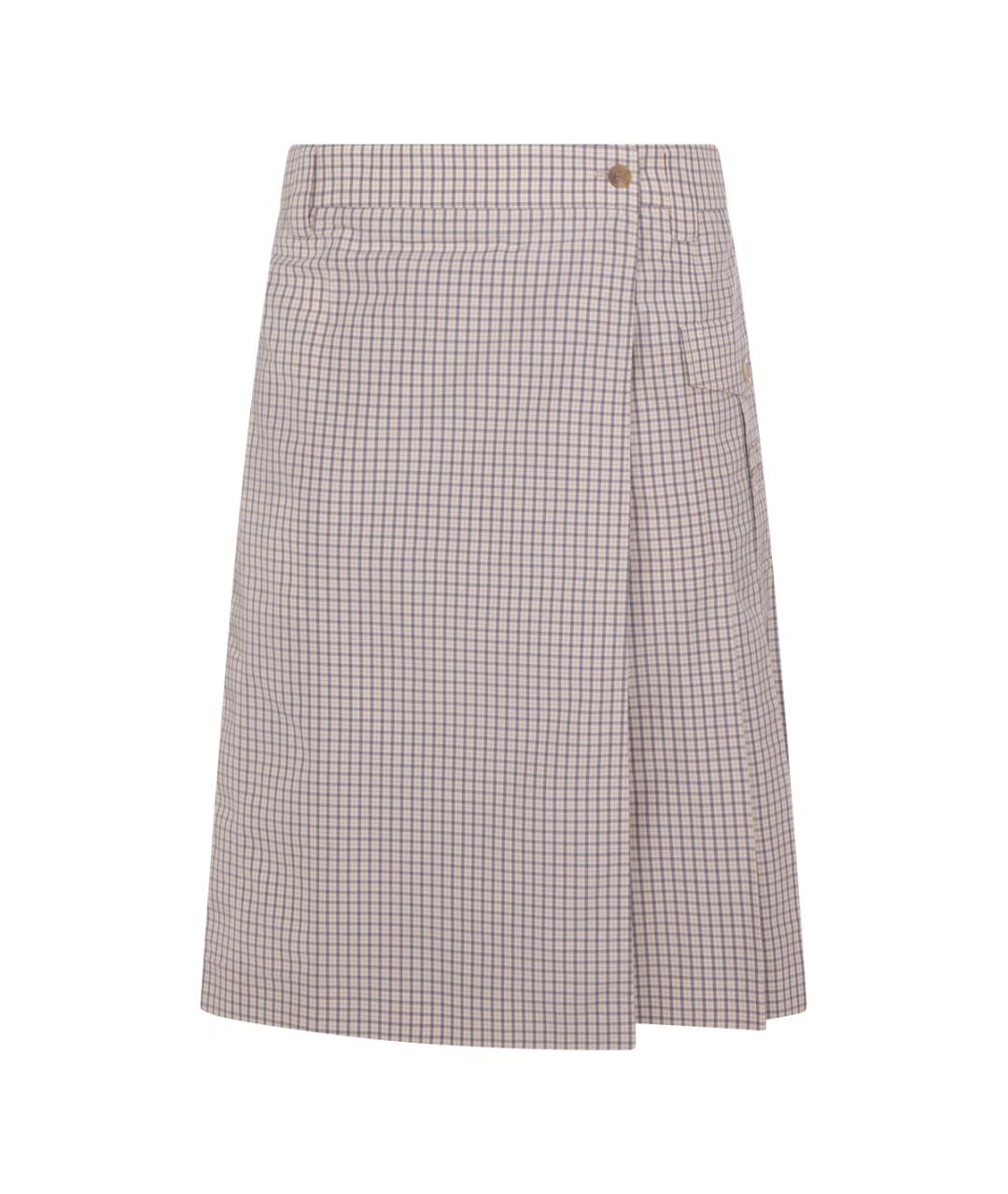 MIU MIU Бежевая хлопко-эластановая юбка миди, фото 1