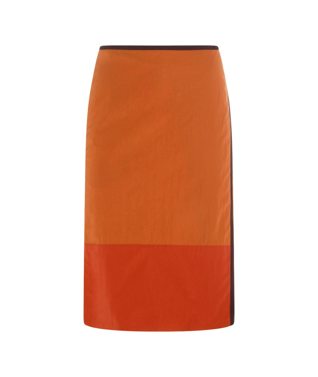 SAINT LAURENT Оранжевая полиамидовая юбка миди, фото 1