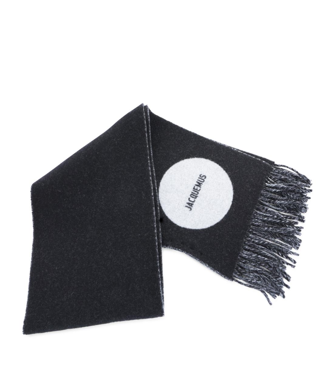 JACQUEMUS Черный шерстяной шарф, фото 2