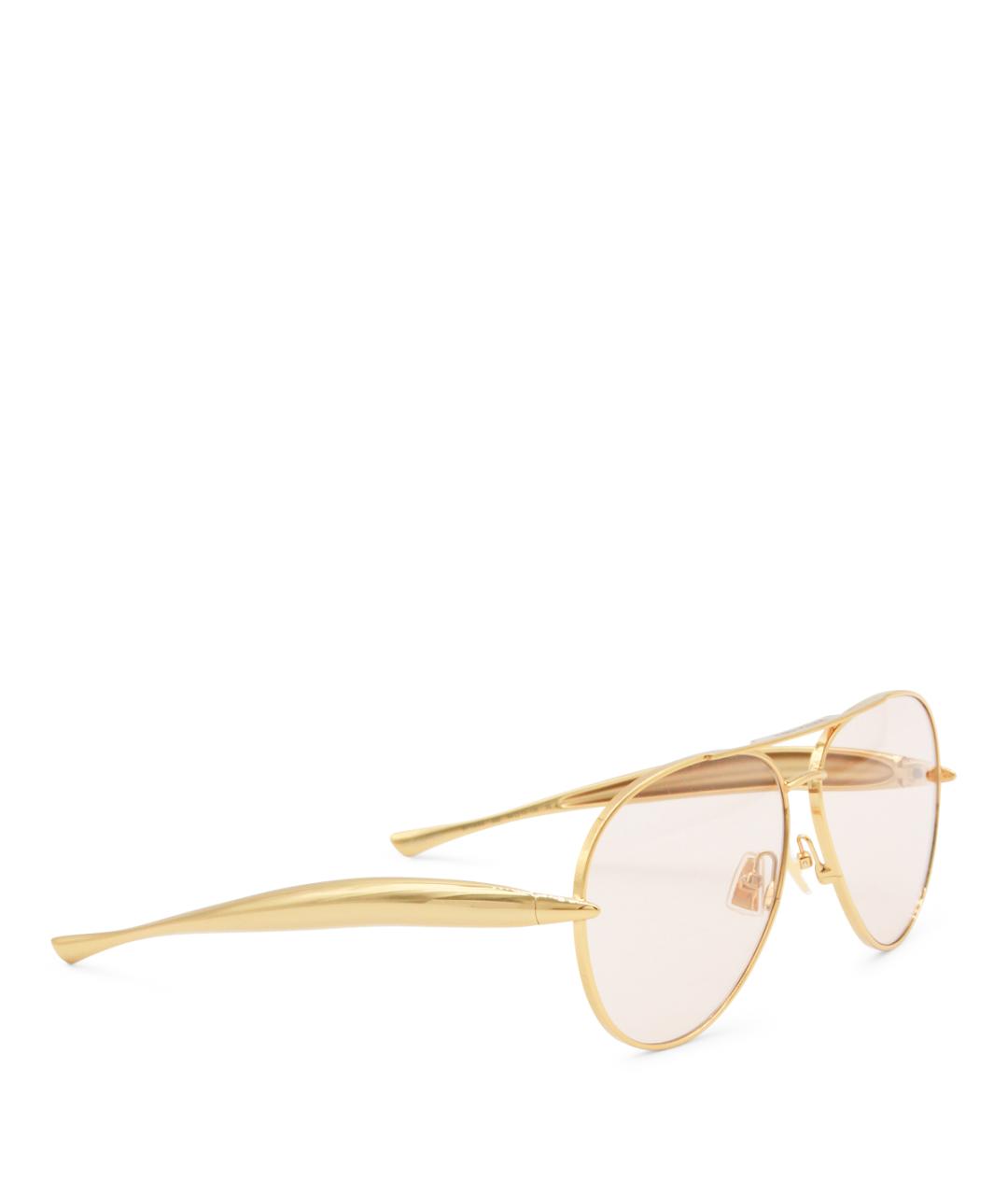 BOTTEGA VENETA Золотые металлические солнцезащитные очки, фото 2