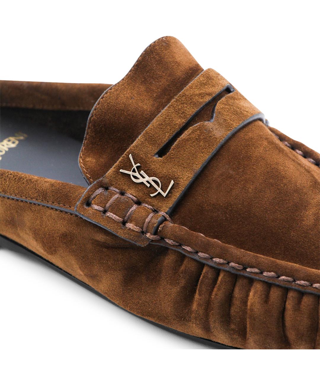 SAINT LAURENT Коричневые замшевые мюли, фото 4