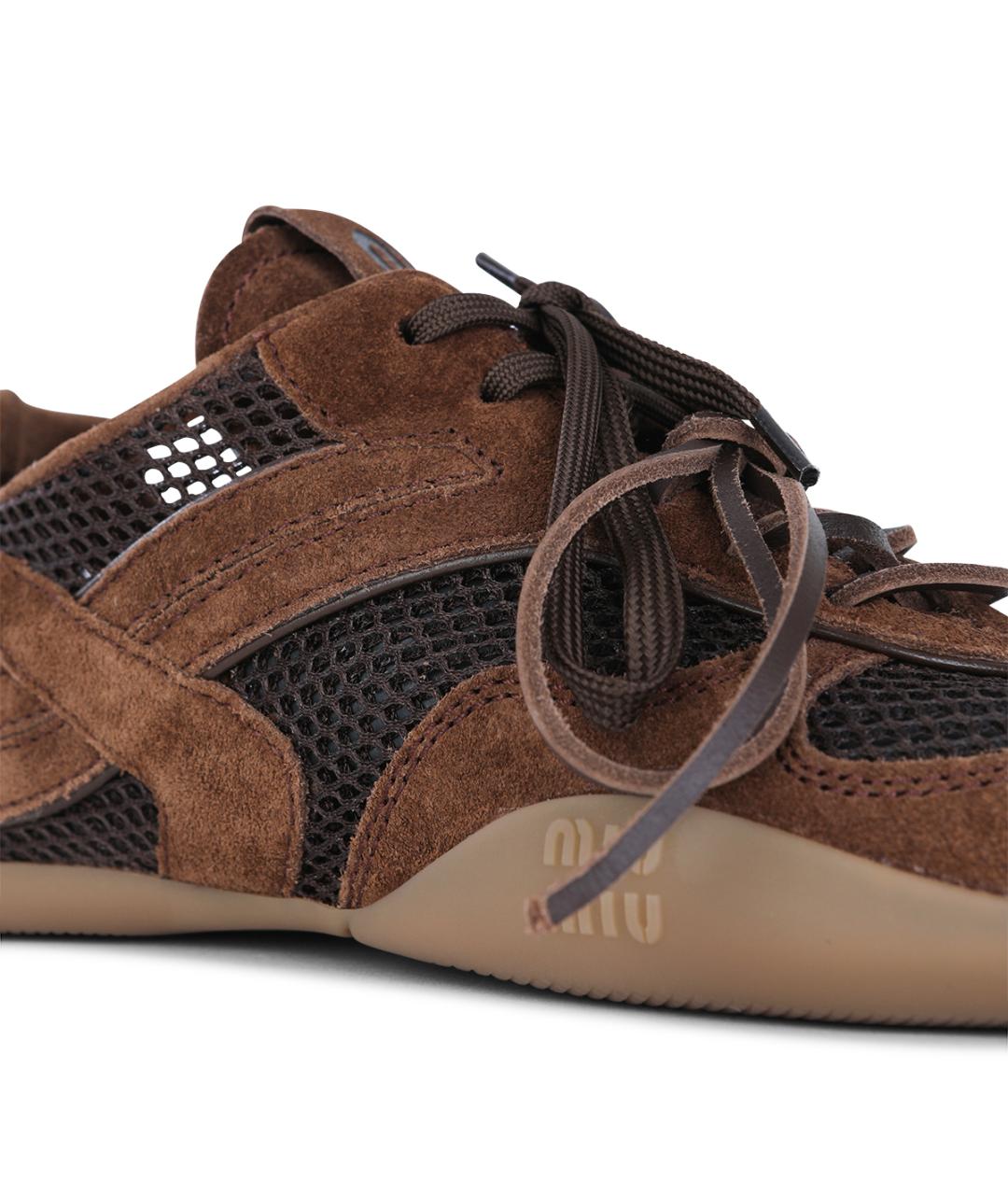 MIU MIU Коричневые текстильные кроссовки, фото 4