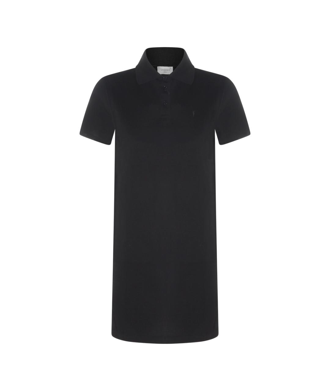 SAINT LAURENT Черное хлопковое повседневное платье, фото 1