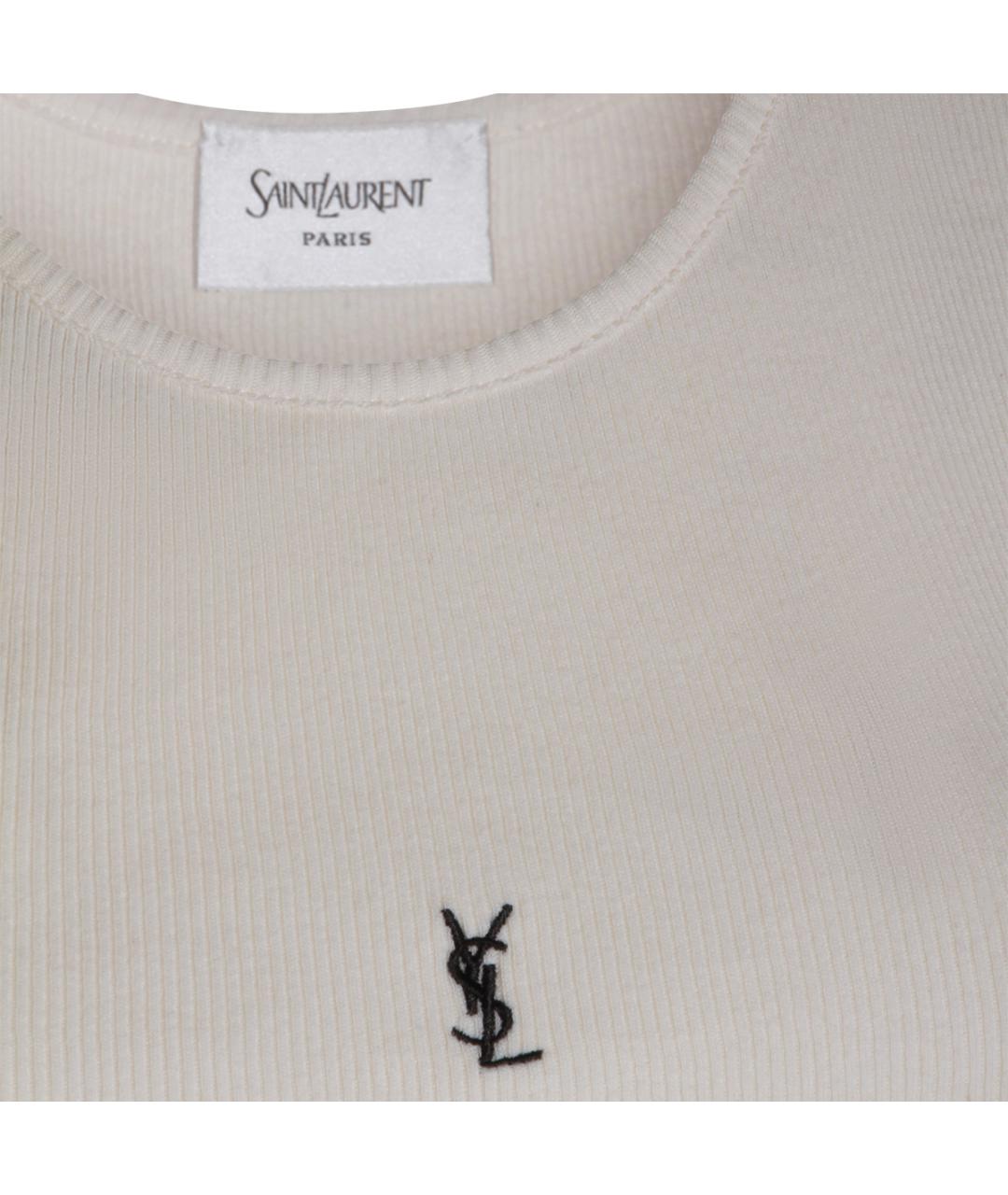 SAINT LAURENT Белая хлопковая майка, фото 3