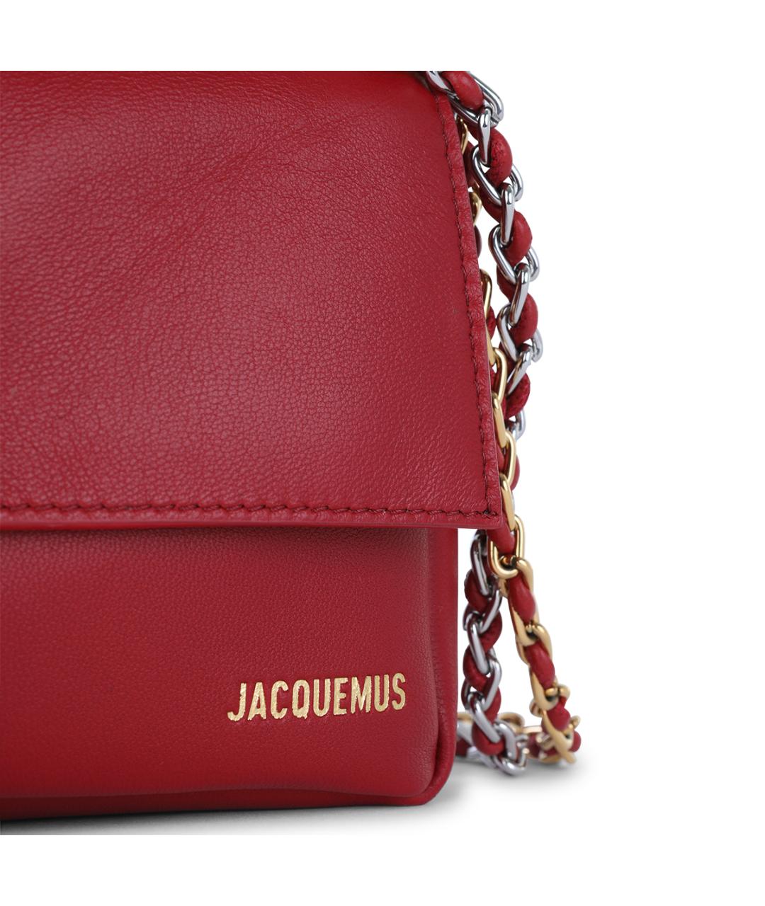 JACQUEMUS Красная кожаная сумка через плечо, фото 4