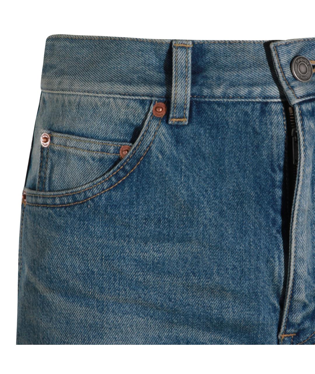 SAINT LAURENT Синие хлопковые прямые джинсы, фото 3