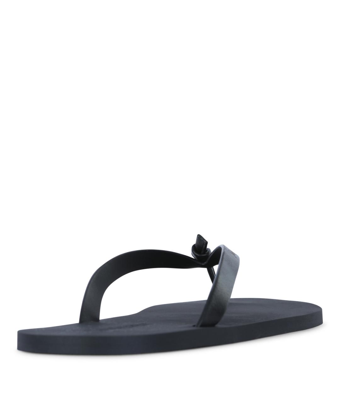 SAINT LAURENT Черные кожаные шлепанцы, фото 3