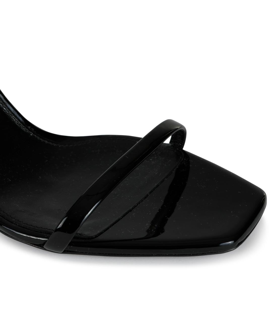 SAINT LAURENT Черные босоножки из лакированной кожи, фото 4