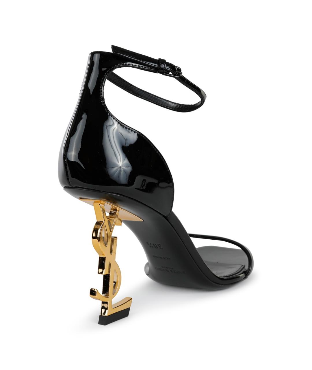 SAINT LAURENT Черные босоножки из лакированной кожи, фото 3