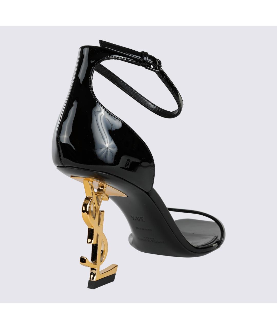 SAINT LAURENT Черные босоножки из лакированной кожи, фото 6