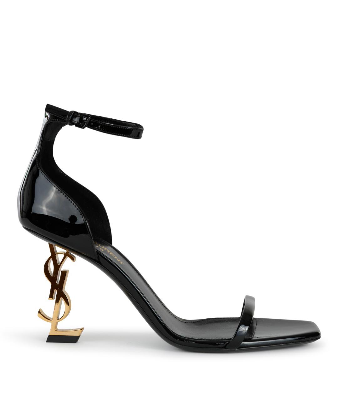 SAINT LAURENT Черные босоножки из лакированной кожи, фото 1