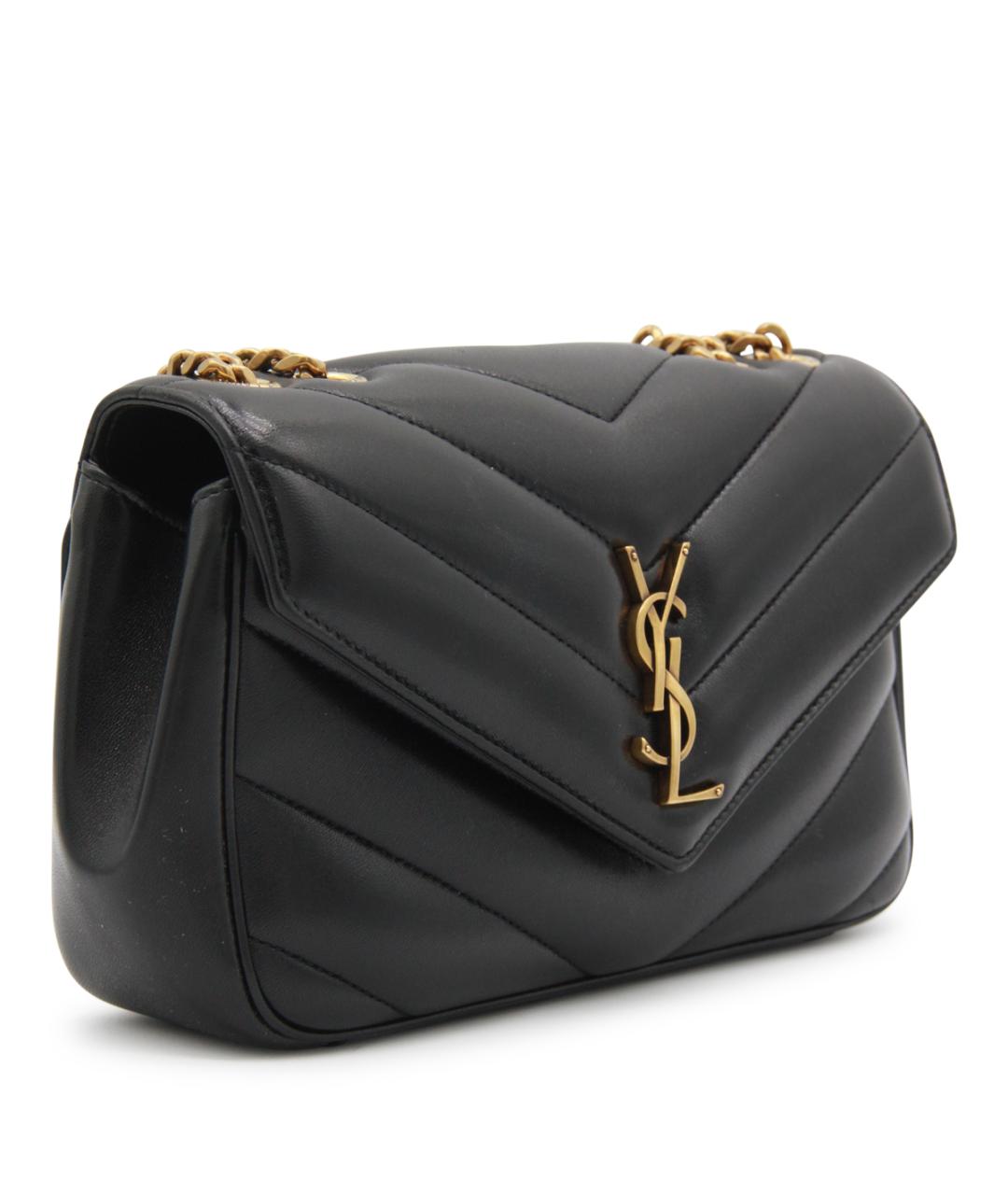 SAINT LAURENT Черная кожаная сумка через плечо, фото 2