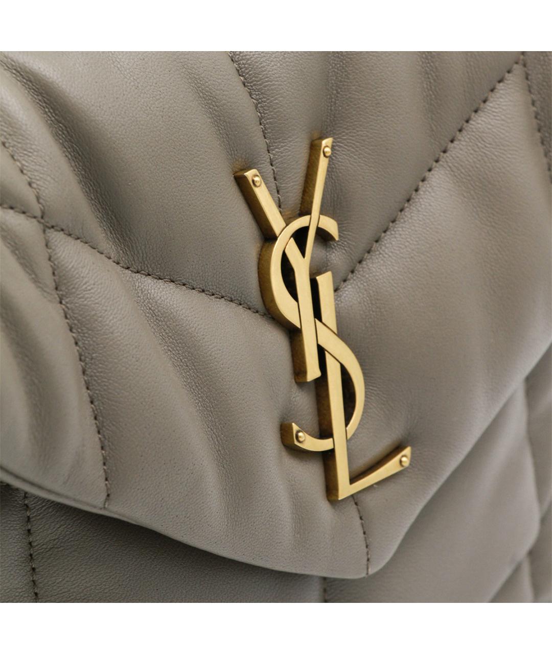 SAINT LAURENT Бежевая кожаная сумка через плечо, фото 4