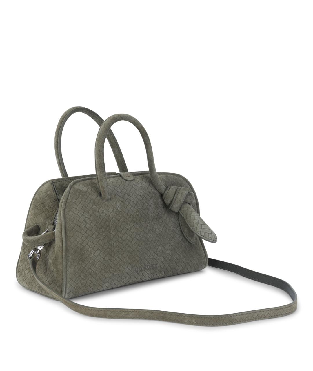 JACQUEMUS Хаки замшевая сумка тоут, фото 2