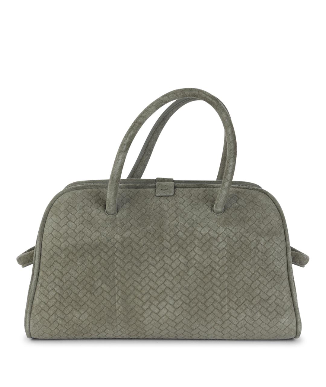 JACQUEMUS Хаки замшевая сумка тоут, фото 3