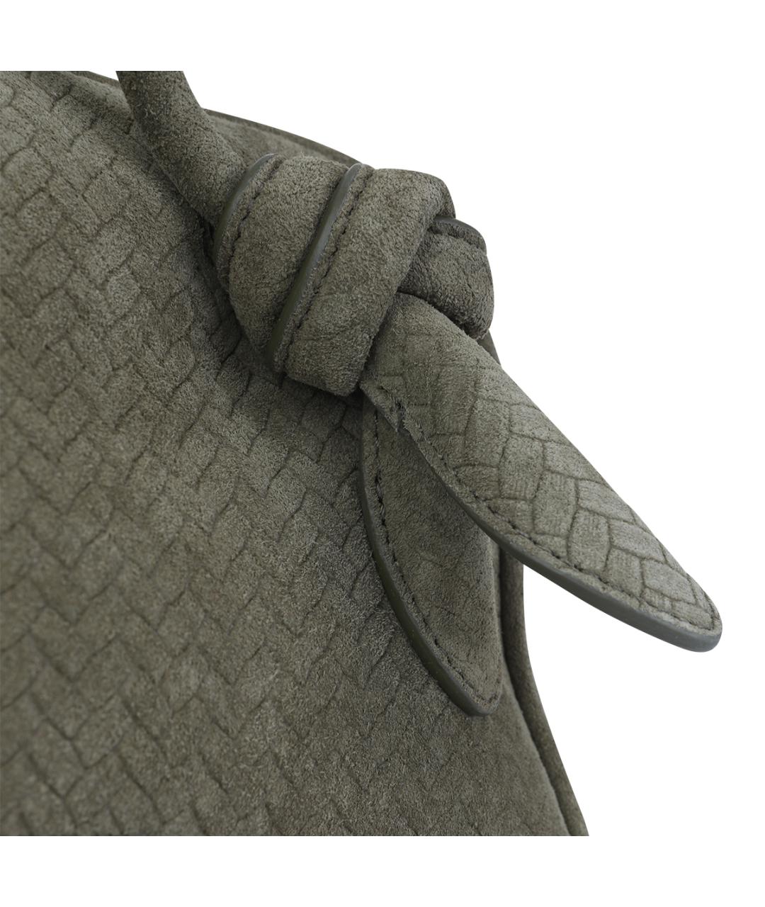 JACQUEMUS Хаки замшевая сумка тоут, фото 4