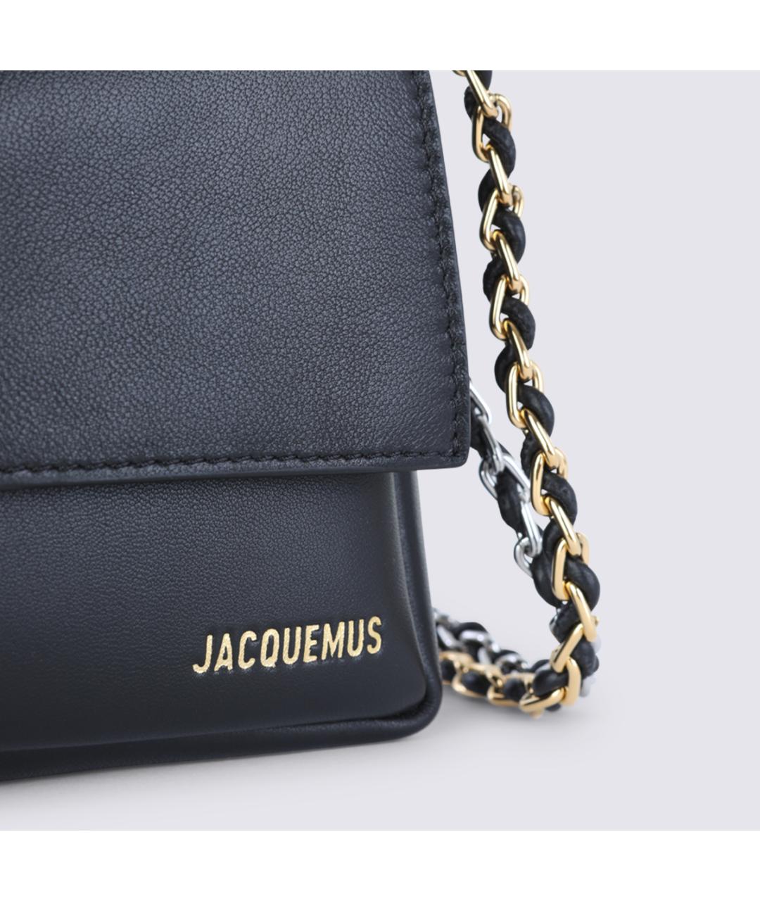 JACQUEMUS Черная кожаная сумка через плечо, фото 4