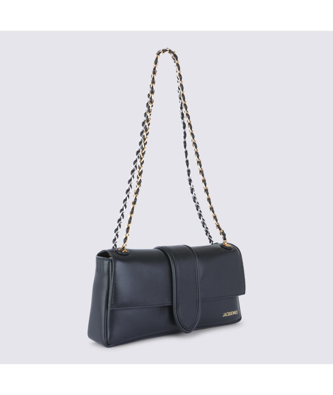 JACQUEMUS Черная кожаная сумка через плечо, фото 2