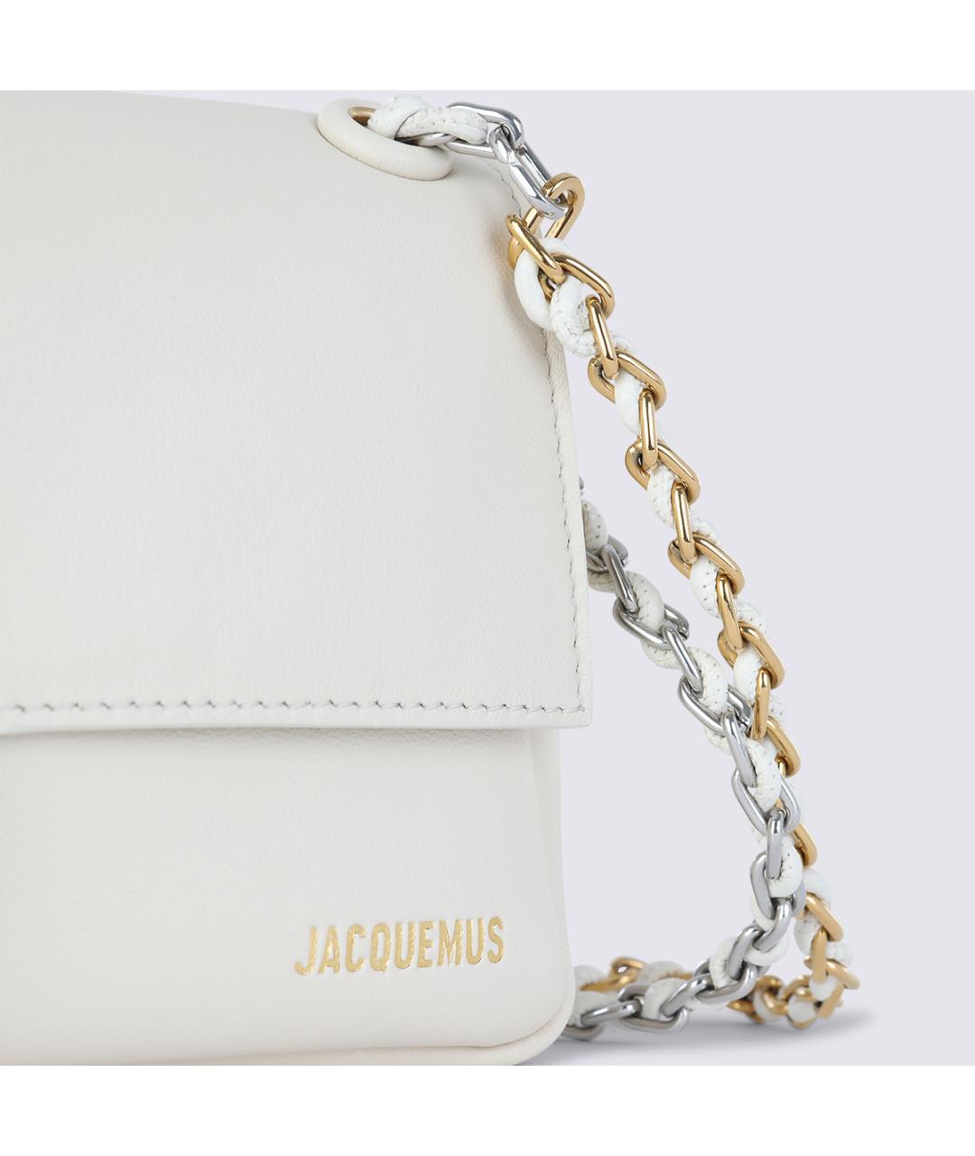 JACQUEMUS Белая кожаная сумка через плечо, фото 4