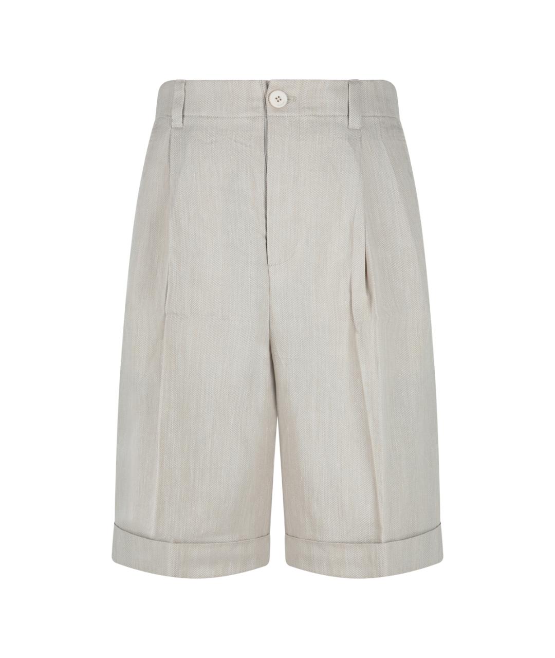 JACQUEMUS Бежевые льняные шорты, фото 1